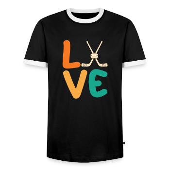Joueurs de hockey sur glace Hockey sur glace - T-shirt contrasté Homme - noir/blanc - Devant - AI Model Female 172 light (172cm) & AI Model Male 178 light (178cm)