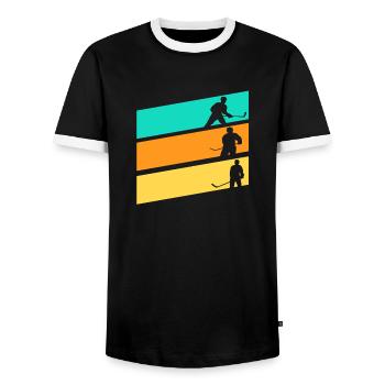 Hockey Players Hockey - Men's Ringer Shirt - black/white - Front - AI Model Female 172 light (172cm) & AI Model Male 178 light (178cm)