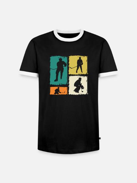 Eishockeyspieler Eishockey - Männer Kontrast-T-Shirt - Schwarz/Weiß