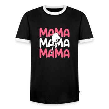 Hobby Horse Mom Mom Hobby Horsing - Men's Ringer Shirt - black/white - Front - AI Model Female 172 light (172cm) & AI Model Male 178 light (178cm)