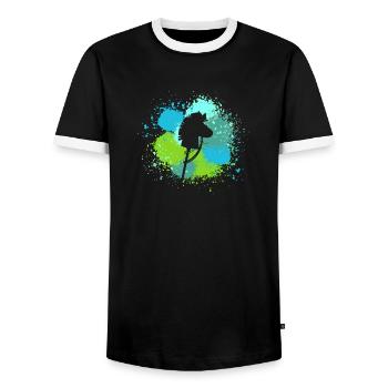 Steckenpferd Hobby Horsing - Männer Kontrast-T-Shirt - Schwarz/Weiß - Vorne - AI Model Female 172 light (172cm) & AI Model Male 178 light (178cm)