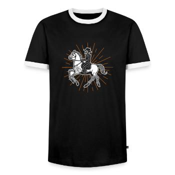 Cheval - T-shirt contrasté Homme - noir/blanc - Devant - AI Model Female 172 light (172cm) & AI Model Male 178 light (178cm)
