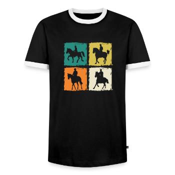 Cheval - T-shirt contrasté Homme - noir/blanc - Devant - AI Model Female 172 light (172cm) & AI Model Male 178 light (178cm)