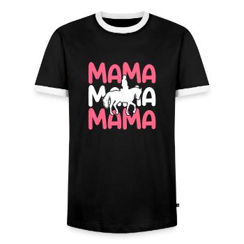 Monter à cheval maman maman - T-shirt contrasté Homme - noir/blanc - Devant - AI Model Female 172 light (172cm) & AI Model Male 178 light (178cm)