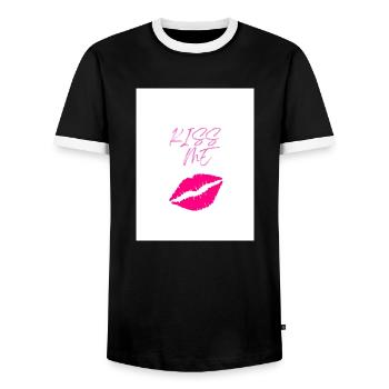 Kiss M e - T-shirt contrasté Homme - noir/blanc - Devant - AI Model Female 172 light (172cm) & AI Model Male 178 light (178cm)