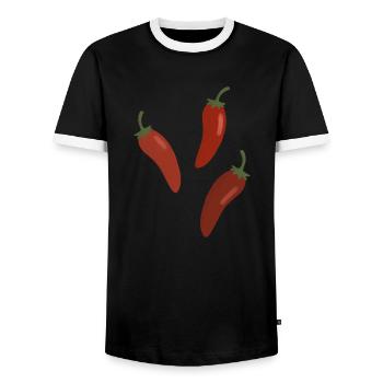 Chilischoten - Männer Kontrast-T-Shirt - Schwarz/Weiß - Vorne - AI Model Female 172 light (172cm) & AI Model Male 178 light (178cm)