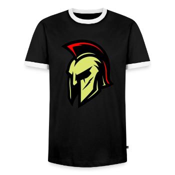 Gladiator Helmet Sparta - Men's Ringer Shirt - black/white - Front - AI Model Female 172 light (172cm) & AI Model Male 178 light (178cm)