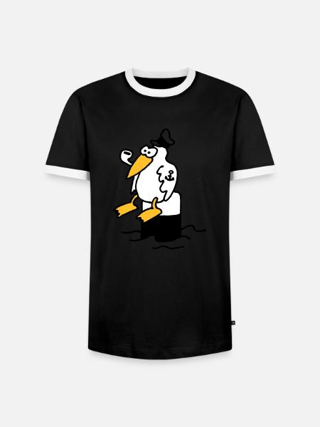moewe_am_hafen_3c - Men's Ringer Shirt - black/white