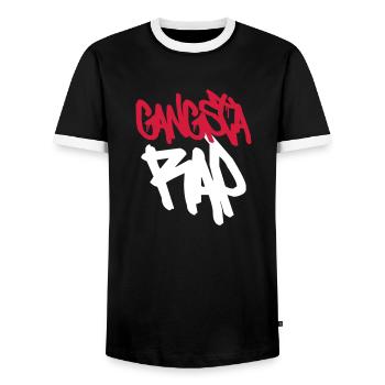 Gangsta RAP! - Men's Ringer Shirt - black/white - Front - AI Model Female 172 light (172cm) & AI Model Male 178 light (178cm)
