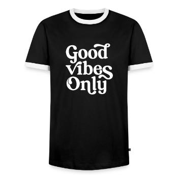 Positive Vibes Only - Men's Ringer Shirt - black/white - Front - AI Model Female 172 light (172cm) & AI Model Male 178 light (178cm)