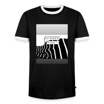 Summer Is Meant To Be Shouted! - Men's Ringer Shirt - black/white - Front - AI Model Female 172 light (172cm) & AI Model Male 178 light (178cm)
