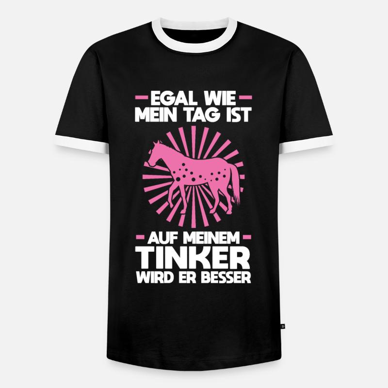 Tinker Pferd Reiter Geschenk - Männer Kontrast-T-Shirt - Schwarz/Weiß