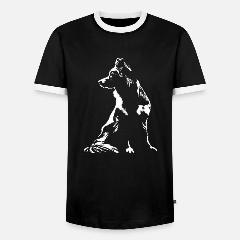 Australian Shepherd Silhouette Aussie Wilsigns - Männer Kontrast-T-Shirt - Schwarz/Weiß