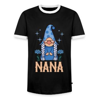 Nana Gnome Christmas Grandma - Men's Ringer Shirt - black/white - Front - AI Model Female 172 light (172cm) & AI Model Male 178 light (178cm)