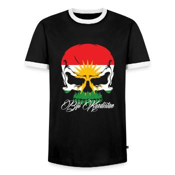 skull kurdistan - Männer Kontrast-T-Shirt - Schwarz/Weiß - Vorne - AI Model Female 172 light (172cm) & AI Model Male 178 light (178cm)