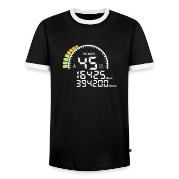 years 45 years anniversary meter - Men's Ringer Shirt - black/white - Front - AI Model Female 172 light (172cm) & AI Model Male 178 light (178cm)