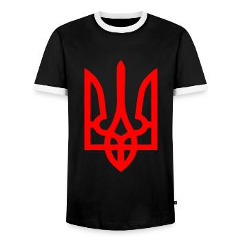 Ukraine - Men's Ringer Shirt - black/white - Front - AI Model Female 172 light (172cm) & AI Model Male 178 light (178cm)