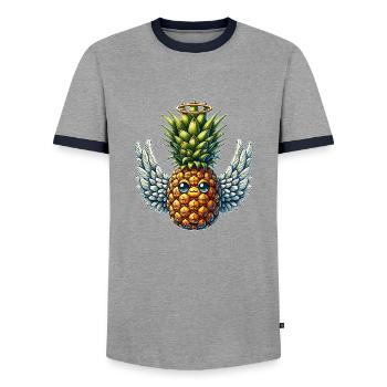 Pineapple Angel Wings Fruit Cute Funny - Men's Ringer Shirt - grey/navy  - Front - AI Model Female 172 light (172cm) & AI Model Male 178 light (178cm)