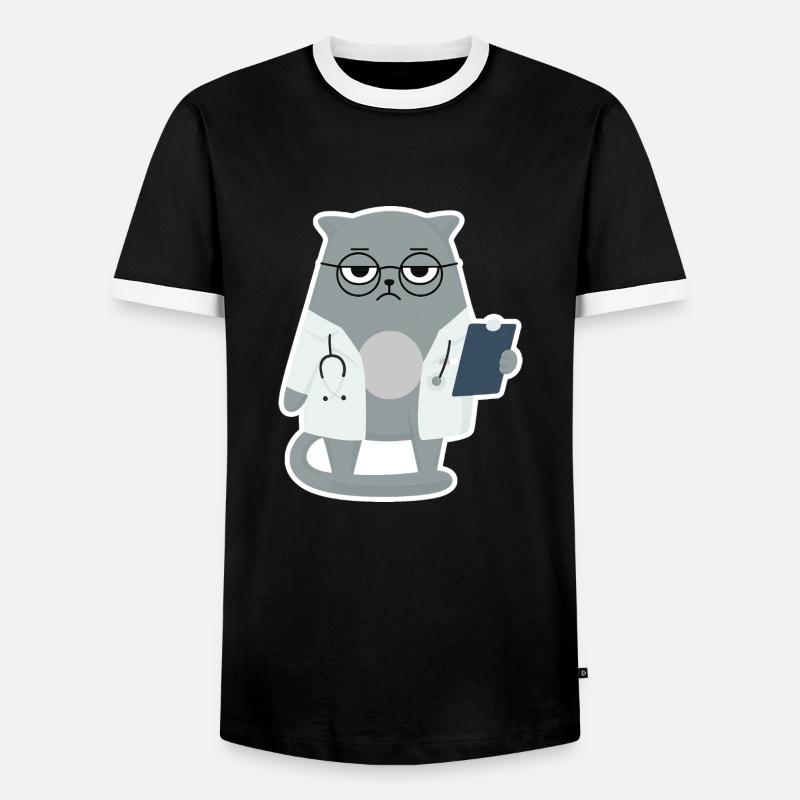 Cat Grumpy Arzt - Katze - Männer Kontrast-T-Shirt - Schwarz/Weiß
