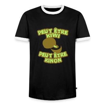 peut etre kiwi kinon expression fruit1 - T-shirt contrasté Homme - noir/blanc - Devant - AI Model Female 172 light (172cm) & AI Model Male 178 light (178cm)