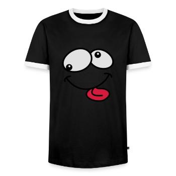Stupide Crazy Grimace Comic Cartoon Face - T-shirt contrasté Homme - noir/blanc - Devant - AI Model Female 172 light (172cm) & AI Model Male 178 light (178cm)