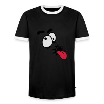Komisches Comic Gesicht Cool Zunge Rausstrecken - Männer Kontrast-T-Shirt - Schwarz/Weiß - Vorne - AI Model Female 172 light (172cm) & AI Model Male 178 light (178cm)