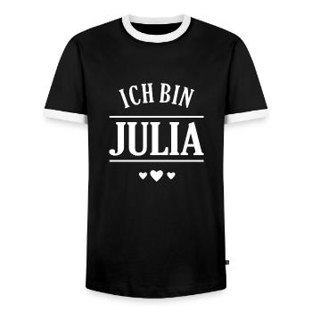 Ich bin Julia - Männer Kontrast-T-Shirt - Schwarz/Weiß - Vorne - AI Model Female 172 light (172cm) & AI Model Male 178 light (178cm)