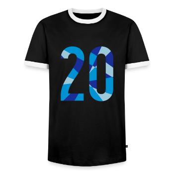 20th Birthday - Number in polygon design - Men's Ringer Shirt - black/white - Front - AI Model Female 172 light (172cm) & AI Model Male 178 light (178cm)