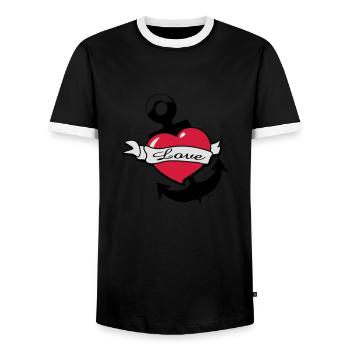 herz-anker-tatoo - Männer Kontrast-T-Shirt - Schwarz/Weiß - Vorne - AI Model Female 172 light (172cm) & AI Model Male 178 light (178cm)
