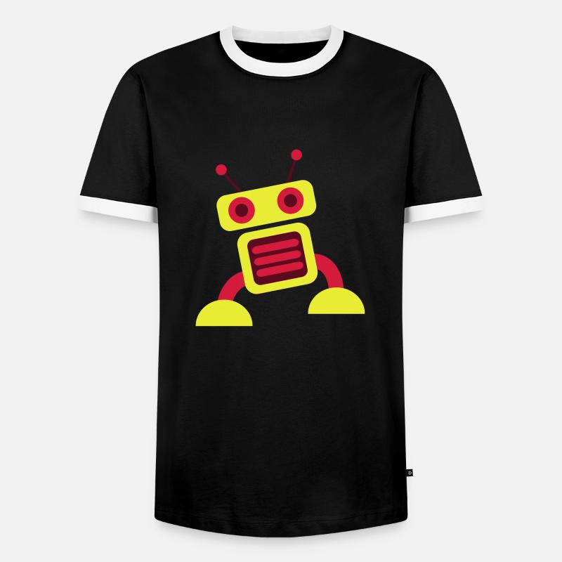 robot 3c - Men's Ringer Shirt - black/white