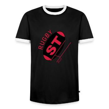 Rugby Toulouse - T-shirt contrasté Homme - noir/blanc - Devant - AI Model Female 172 light (172cm) & AI Model Male 178 light (178cm)