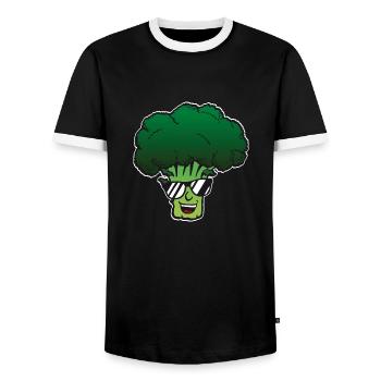 Broccoli with sunglasses - Men's Ringer Shirt - black/white - Front - AI Model Female 172 light (172cm) & AI Model Male 178 light (178cm)