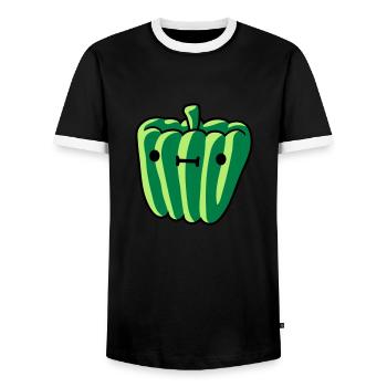 doux paprika avec visage délicieux légumes mignon le - T-shirt contrasté Homme - noir/blanc - Devant - AI Model Female 172 light (172cm) & AI Model Male 178 light (178cm)