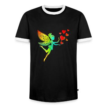 Fee Elfe Herzen Valentinstag Geschenkidee Liebe - Männer Kontrast-T-Shirt - Schwarz/Weiß - Vorne - AI Model Female 172 light (172cm) & AI Model Male 178 light (178cm)