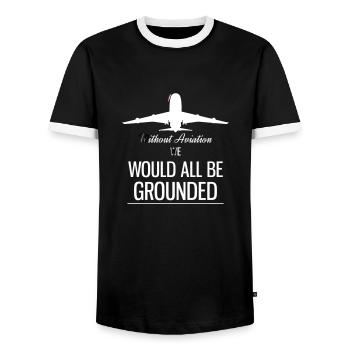 airplane - Men's Ringer Shirt - black/white - Front - AI Model Female 172 light (172cm) & AI Model Male 178 light (178cm)