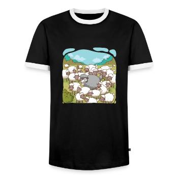 Wolf in sheep's clothing - Men's Ringer Shirt - black/white - Front - AI Model Female 172 light (172cm) & AI Model Male 178 light (178cm)