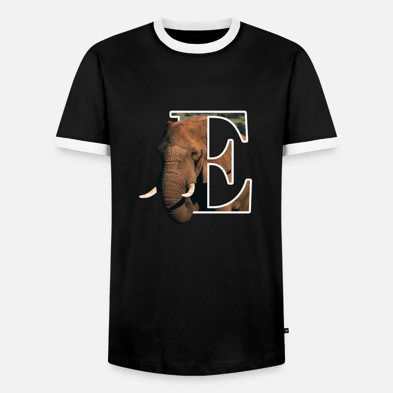 E Elephant Alphabet Tiere - Männer Kontrast-T-Shirt - Schwarz/Weiß