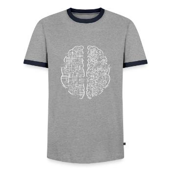 Cerveau gauche cerveau droit - T-shirt contrasté Homme - gris/marine  - Devant - AI Model Female 172 light (172cm) & AI Model Male 178 light (178cm)