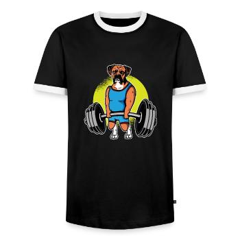 Boxer Weightlifting I Funny Deadlift Fitness I Gym - Männer Kontrast-T-Shirt - Schwarz/Weiß - Vorne - AI Model Female 172 light (172cm) & AI Model Male 178 light (178cm)