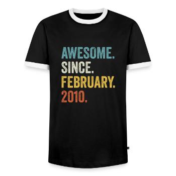 Awesome Since February 2010 12th Birthday - Men's Ringer Shirt - black/white - Front - AI Model Female 172 light (172cm) & AI Model Male 178 light (178cm)