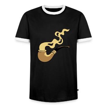 Fumée Tabac Pipe Fumée - T-shirt contrasté Homme - noir/blanc - Devant - AI Model Female 172 light (172cm) & AI Model Male 178 light (178cm)