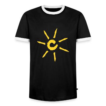 Sun - Men's Ringer Shirt - black/white - Front - AI Model Female 172 light (172cm) & AI Model Male 178 light (178cm)