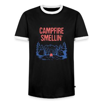 Feu de camp Smellin' Camping Camping Summer Camper Tropical - T-shirt contrasté Homme - noir/blanc - Devant - AI Model Female 172 light (172cm) & AI Model Male 178 light (178cm)