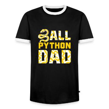 Banana Ball Python Herpetologist Ball Python Dad - Men's Ringer Shirt - black/white - Front - AI Model Female 172 light (172cm) & AI Model Male 178 light (178cm)