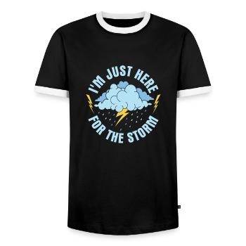 I'm Just Here For The Storm Meteorologist Meteoro - Männer Kontrast-T-Shirt - Schwarz/Weiß - Vorne - AI Model Female 172 light (172cm) & AI Model Male 178 light (178cm)