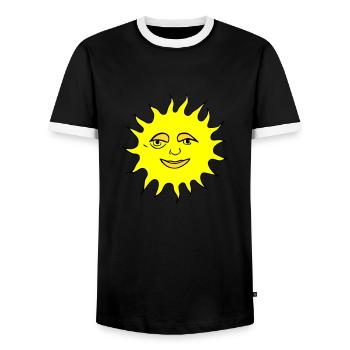 Sun Summer Watercolor Nature Beach Sky Vector - Men's Ringer Shirt - black/white - Front - AI Model Female 172 light (172cm) & AI Model Male 178 light (178cm)