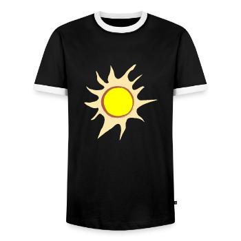 Sun Summer Watercolor Nature Beach Sky 06 - Men's Ringer Shirt - black/white - Front - AI Model Female 172 light (172cm) & AI Model Male 178 light (178cm)