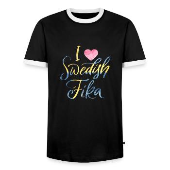 Suède Suède Viking Norden Scandinavie fika - T-shirt contrasté Homme - noir/blanc - Devant - AI Model Female 172 light (172cm) & AI Model Male 178 light (178cm)