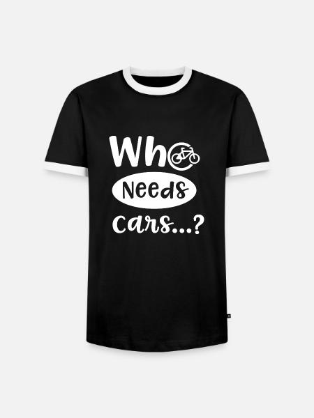 Qui a besoin de voitures, citation ironique, - T-shirt contrasté Homme - noir/blanc