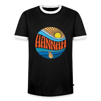 Hannah Hemd Vintage Sunset Hannah Groovy Tie Dye - Männer Kontrast-T-Shirt - Schwarz/Weiß - Vorne - AI Model Female 172 light (172cm) & AI Model Male 178 light (178cm)